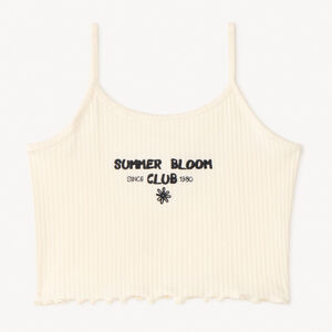 Débardeur court effet côtelé à broderie pour fille 