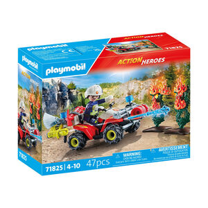 Set 47 pièces Pompier avec quad et 2 arbustes enflammés 