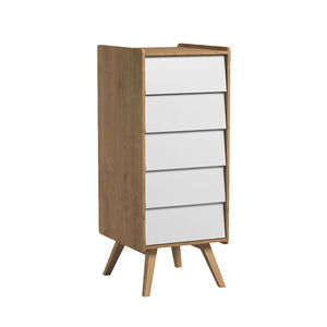 Chiffonière vintage 5 tiroirs - Bois/Blanc 