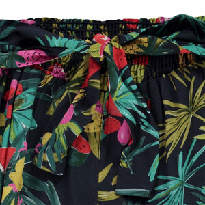 Pantacourt fluide avec ceinture imprimé exotique fille 