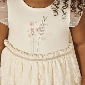 Robe body de cérémonie effet 2 en 1 avec broderies pour bébé fille 