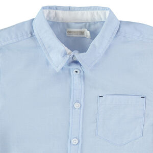 Chemise manches courtes bleue à poche 