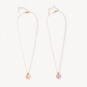 Lot de 2 colliers avec pendentifs cœurs fille 