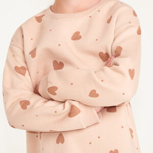 Robe sweat fille imprimé cœur 