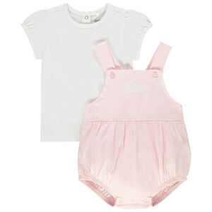 Ensemble t-shirt manches courtes et salopette en coton 