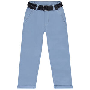 Pantalon chino uni avec ceinture tressée pour garçon 