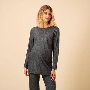 Set pyjama 2 pièces uni effet côtelé pour femme 