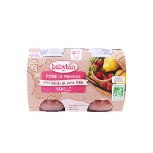 Lot de 2 pots poires, fraises, vanille 130g 