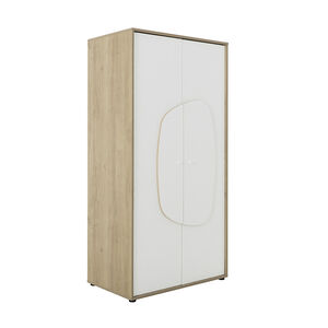 Armoire 2 portes - Basile - Châtaignier naturel et Blanc 