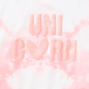 T-shirt manches courtes forme boîte effet tie & dye et puff print pour fille 