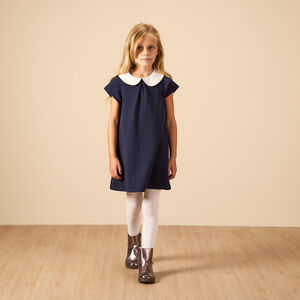 Robe manches courtes avec cœurs en relief et col claudine pour fille  