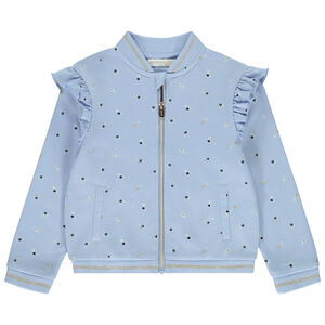 Gilet à col Teddy avec volants et imprimé fleuri fille 