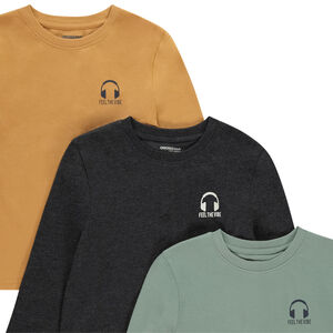 Lot de 3 t-shirts manches longues print casque garçon 