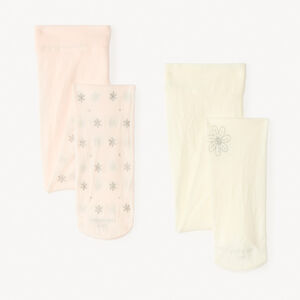 Lot de 2 collants fins avec motifs fantaisie pailletés pour bébé fille 