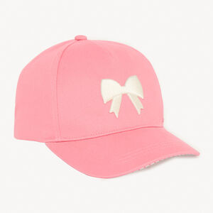 Casquette rose uni avec broderie nœud en relief pour fille  