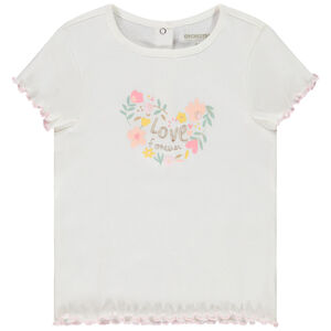 T-shirt manches courtes côtelé print floral pour bébé fille 