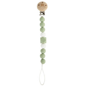 Attache-sucette en bois et silicone vert 