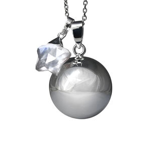 Bola de grossesse lisse avec étoile en cristal de roche - Argent 