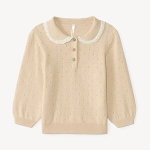 Pull bébé fille col Claudine en tricot fantaisie 