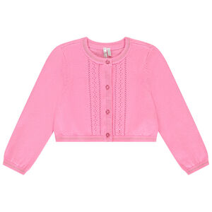 Gilet manches longues en tricot et pointelle pour bébé fille  