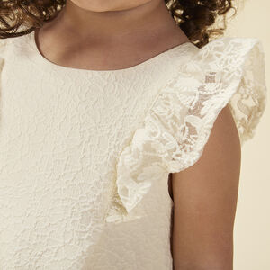 Robe de cérémonie en jacquard à manches brodées pour bébé fille 