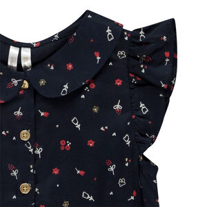 Tunique manches courtes à nouer imprimé fleurs pour bébé fille 