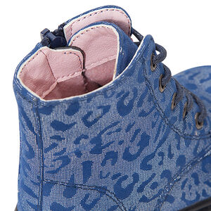 Bottillons bleus à lacets effet fantaisie  