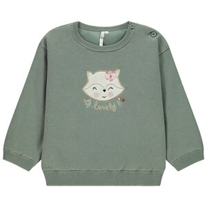 Pull tricot doublé en velours avec patch brodé fantaisie pour bébé fille 