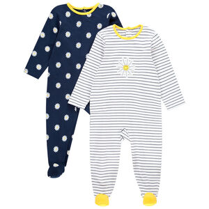 Lot de 2 dors-bien manches longues en coton pour bébé fille 