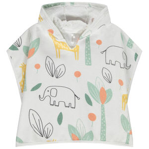 Cape de bain à capuche en éponge imprimé jungle pour bébé garçon 