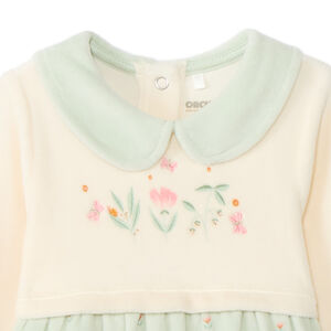 Dors-bien en velours effet 2 en 1 motifs floraux pour bébé fille 