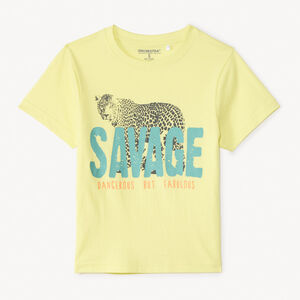 T-shirt manches courtes uni print fantaisie pour garçon 