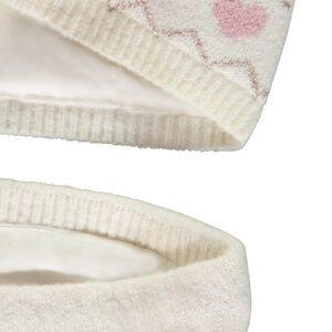 Ensemble bonnet + snood en tricot fantaisie avec pompon fille 