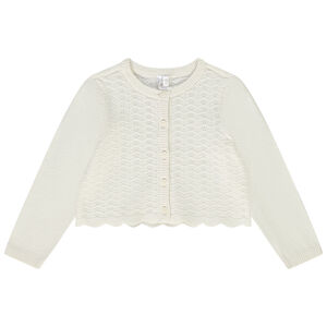 Gilet court en tricot ajouré pour bébé fille 