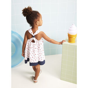 Robe à bretelles imprimé fleurs/pois pour bébé fille 