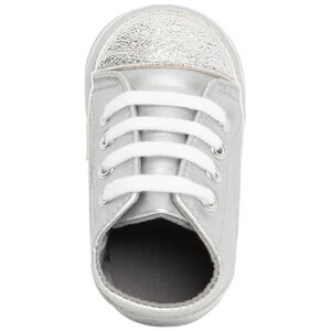 Baskets montantes souples argentées à lacets pour bébé fille 