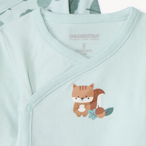 Lot de 7 bodies manches longues motifs forêt pour bébé garçon avec ouvertures différentes selon l'âge 