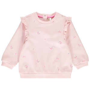 Sweat molleton brodé et volanté pour bébé fille  