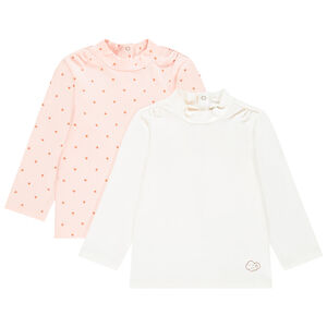 Lot de 2 sous-pulls col cheminée uni / imprimé 