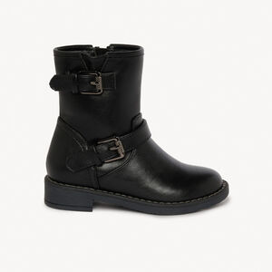 Bottines zippées à boucles en simili cuir pour fille 