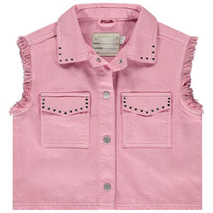 Veste en jean sans manches à clous fantaisies pour fille  