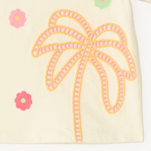 T-shirt manches courtes broderie palmier et fleurs pour fille 