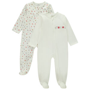 Lot de 2 dors-biens zippés et bi-matières pour bébé fille 