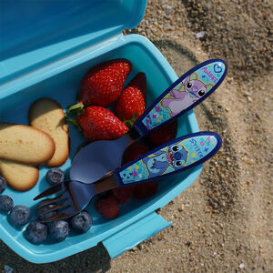 Set de 2 couverts en inox Stitch & Angel Disney bleu 