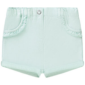 Short uni en toile fantaisie avec détails volantés pour bébé fille 