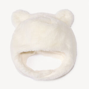 Bonnet en sherpa avec oreilles d'ours ludique en relief pour bébé fille 