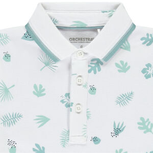 Polo manches longues imprimé feuillage fantaisie pour garçon  