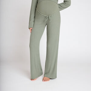 Set pyjama de grossesse uni en maille côtelée 