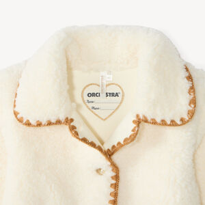 Veste bébé fille en sherpa moutonnée et broderie fantaisie 