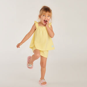 Ensemble 2 pièces tunique + short en maille fantaisie uni pour bébé fille 